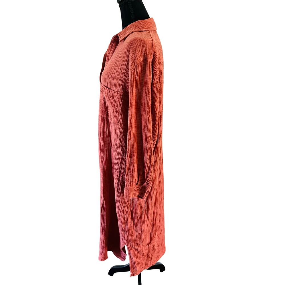 Rachel Pally - Gauze Amerie Shirt Dress - Persimmon- XL - Picture 8 of 14